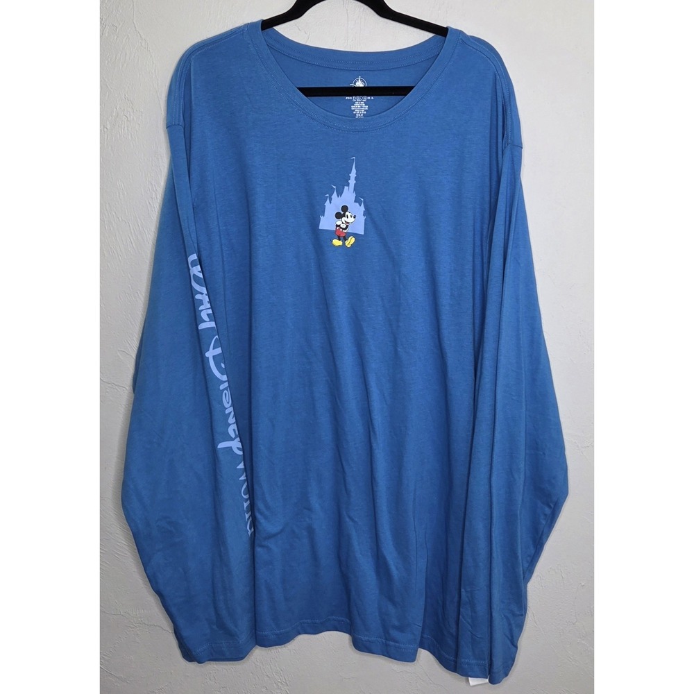 *NEW Disney Park Walt Disney World Blue Long Sleeve Mickey Mouse Castle Shirt 3X